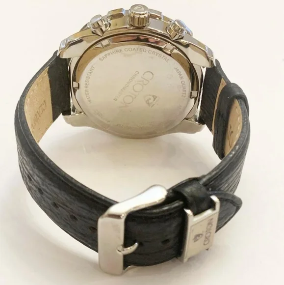 Croton Men's Chronomaster Black Genuine Shark Band Stainless Steel Watch